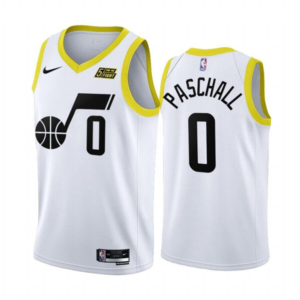Men's Utah Jazz #0 Eric Paschall 2022/23 White Association Edition Stitched Basketball Jersey